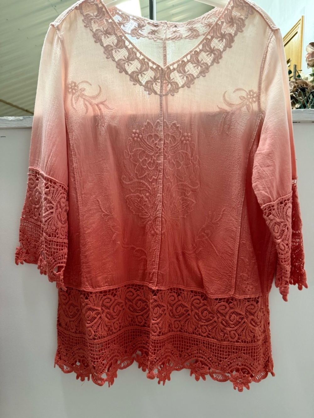 Cotton Gauze Embroidered Tie Dye Top